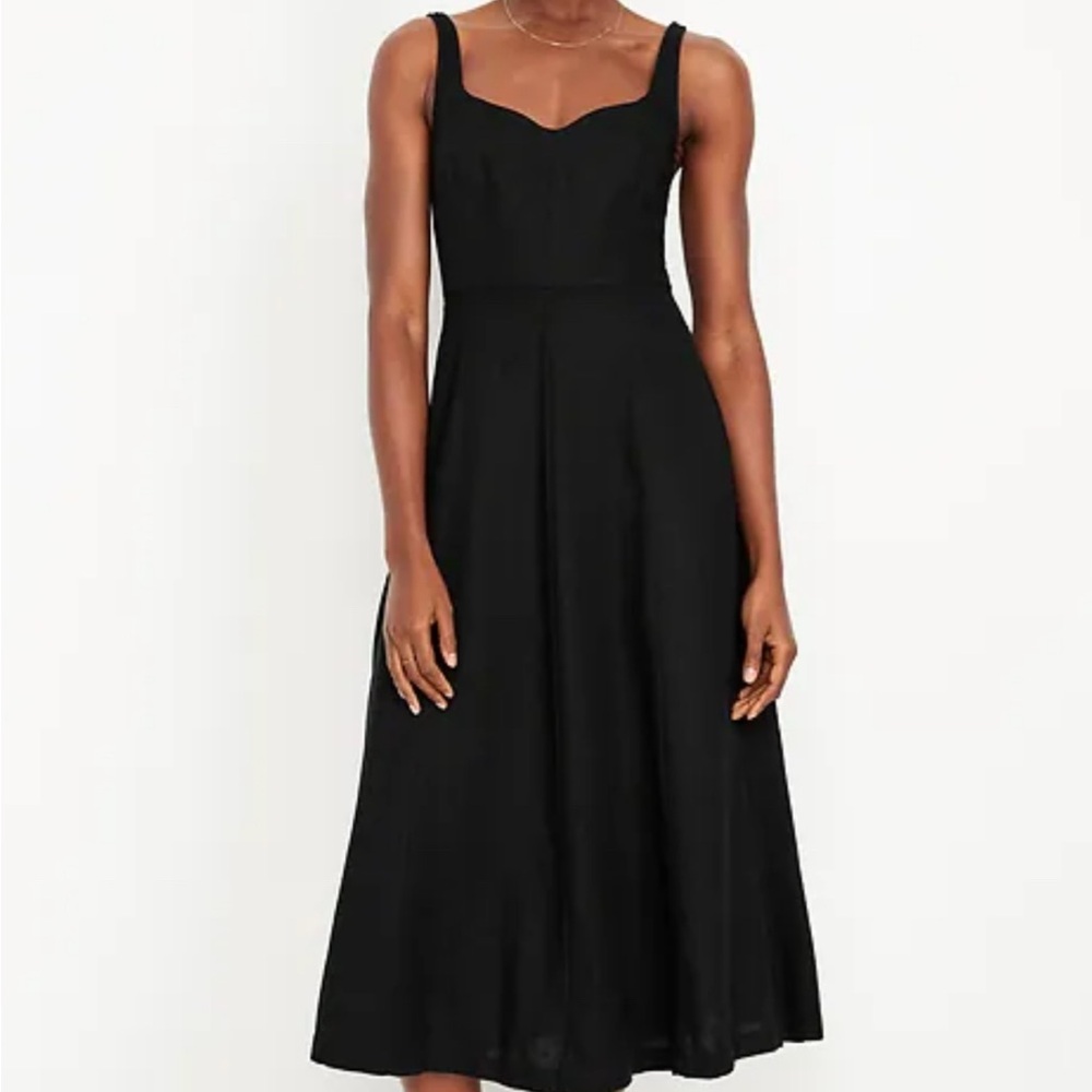 Old Navy Fit & Flare Sleeveless Linen-Blend Midi Dress